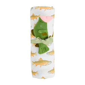 Fish Swaddle and Rattle Set
