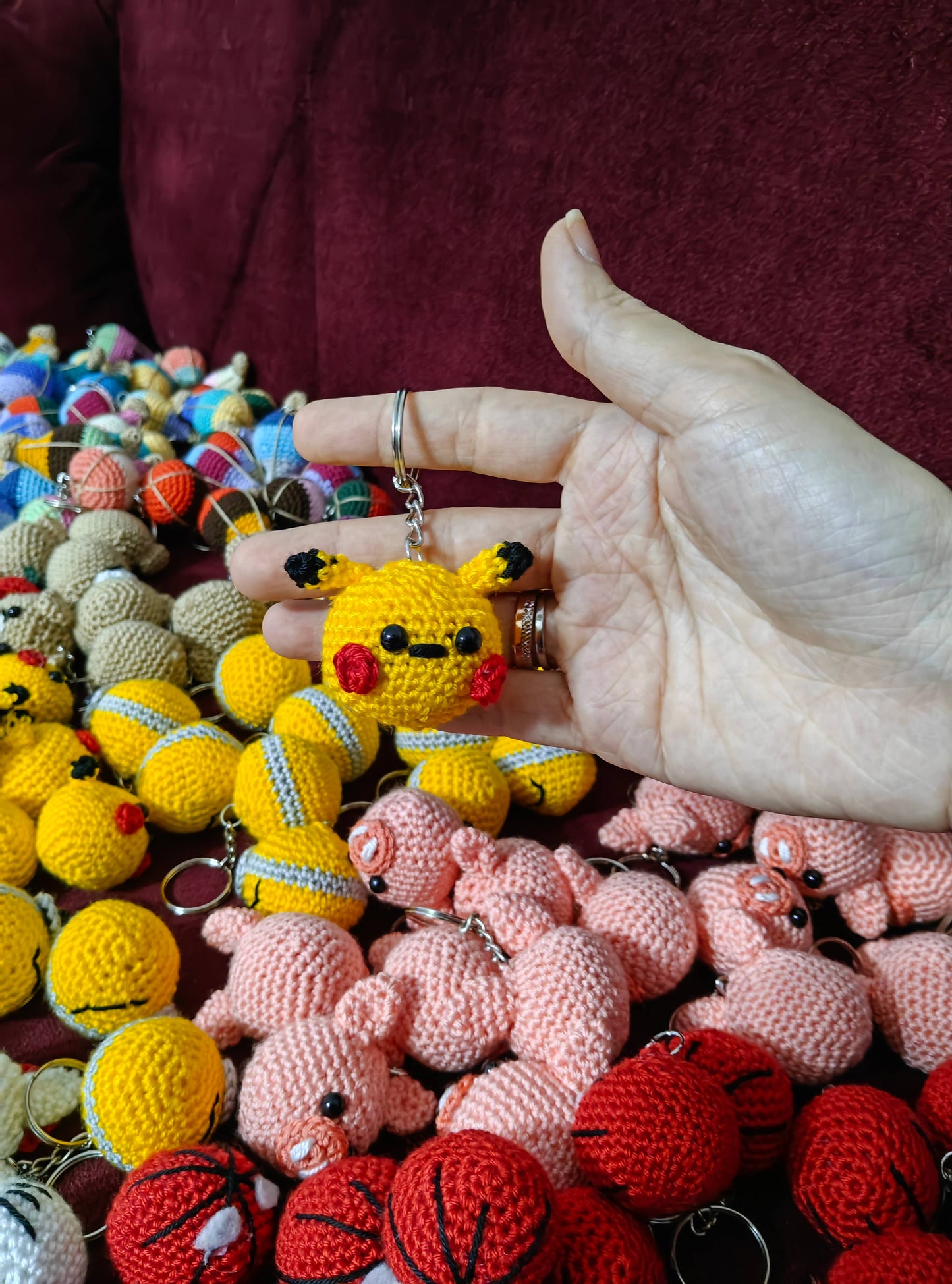 Crochet Pink Hello Kitty Keychain