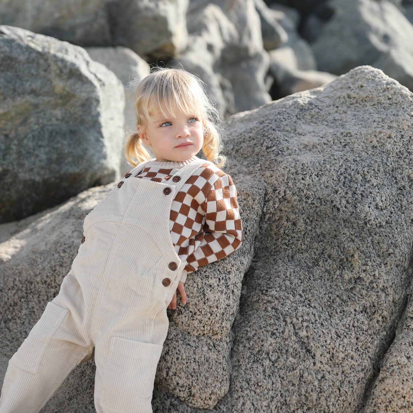 Checkered Knit Sweater Russet
