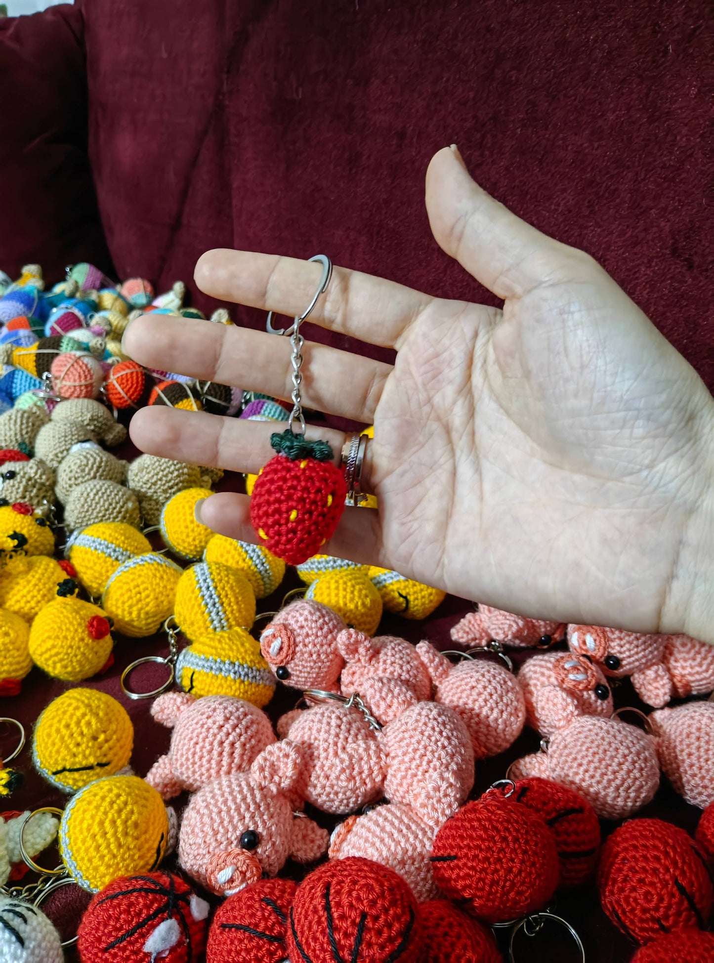 Crochet Pink Hello Kitty Keychain