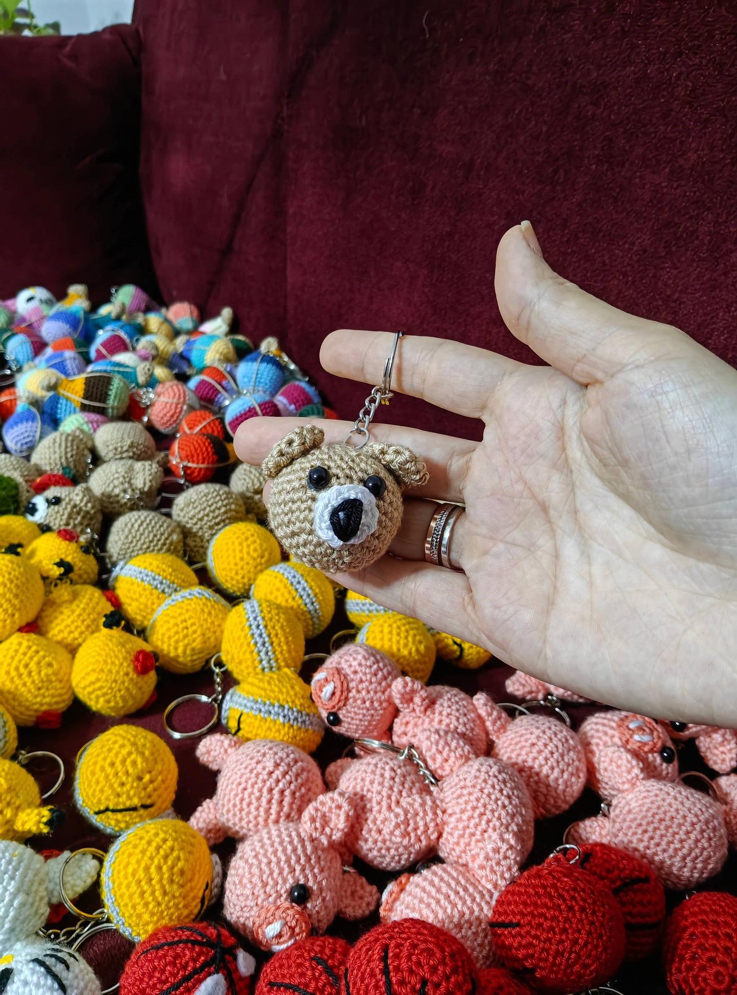 Crochet Pink Hello Kitty Keychain