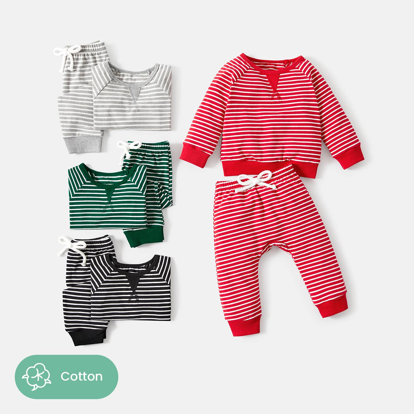 2pc Green Stripe Set