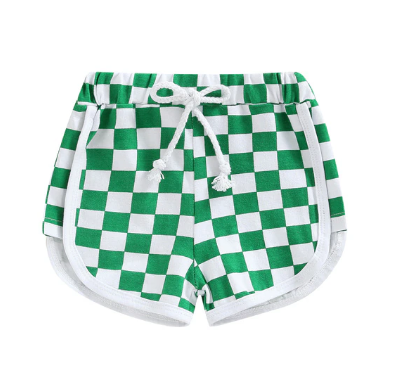 Checked Shorts Green & White