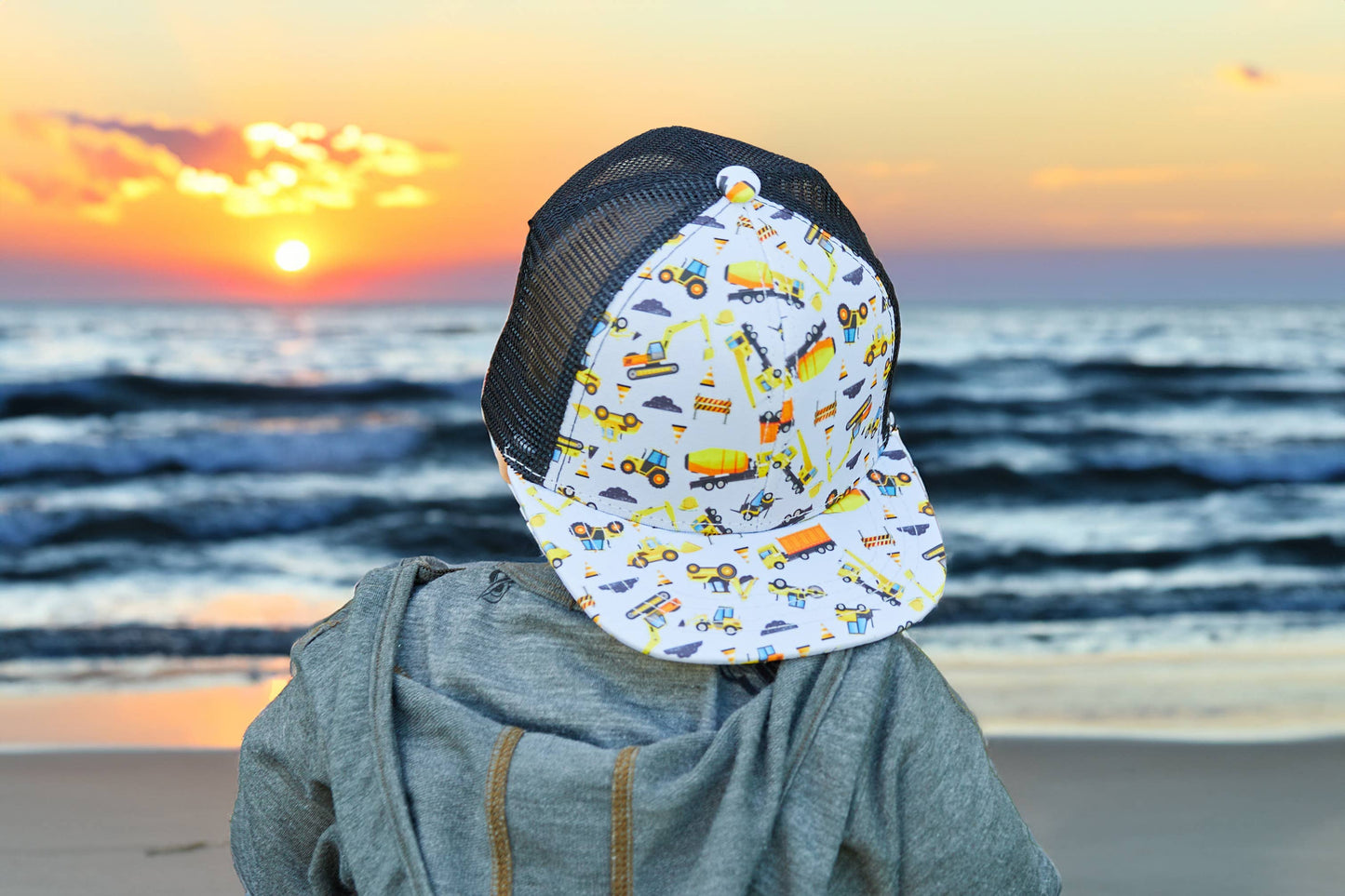 Construction Flat Brim Trucker Hat