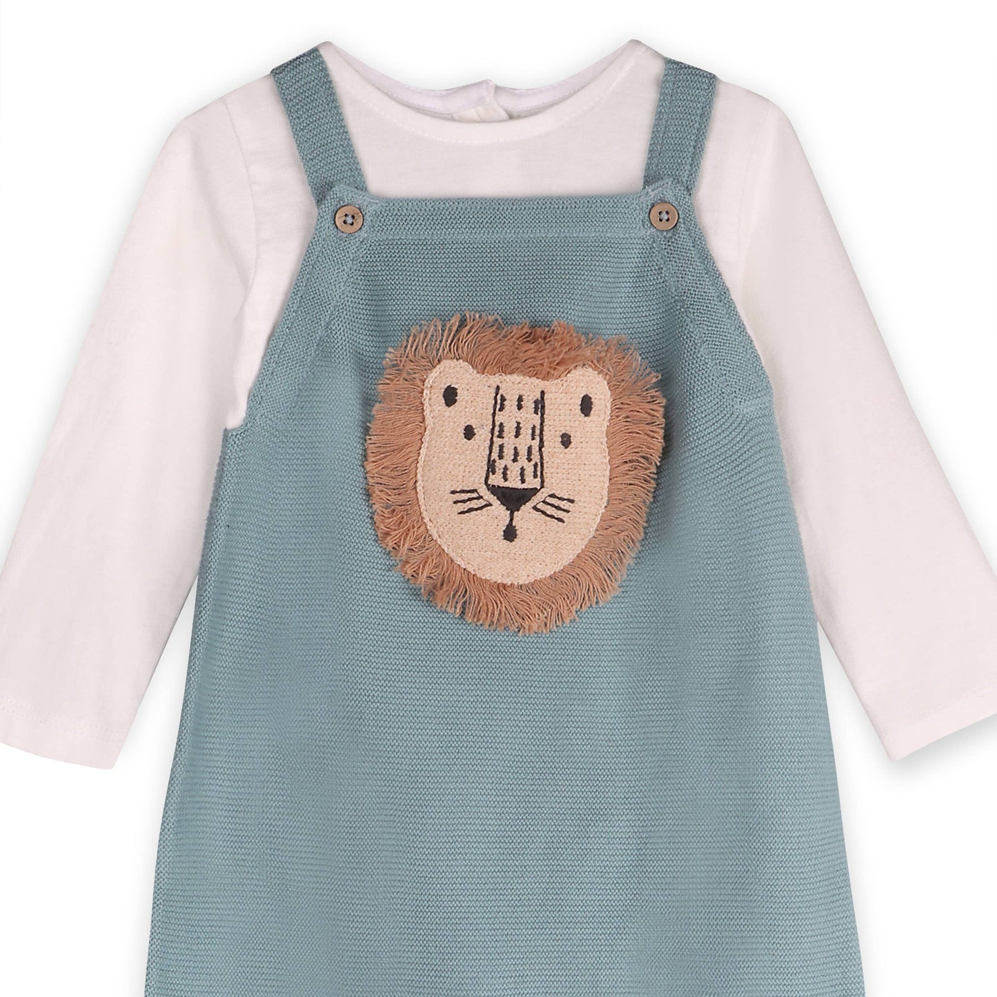 Lion Applique Sweater Knit Baby Overalls