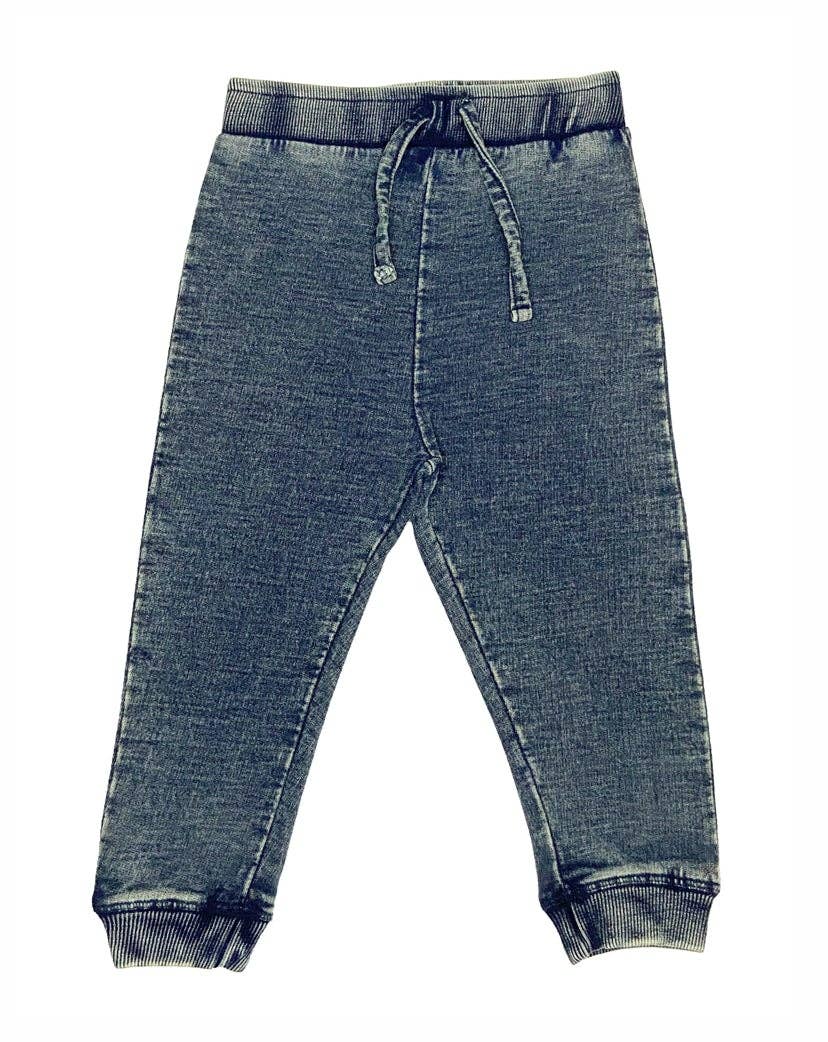 Distressed Denim Knit Joggers