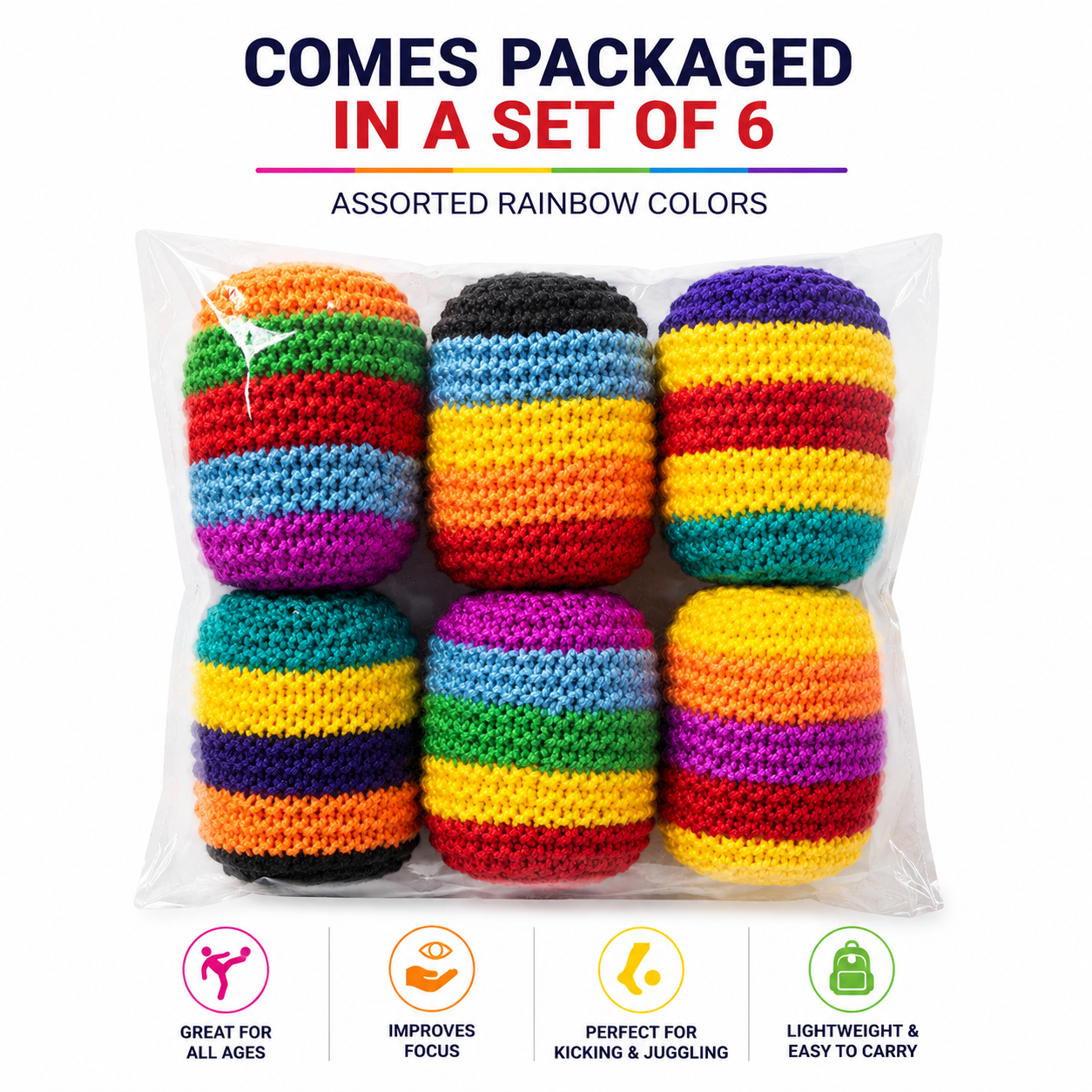 Rainbow Crocheted Hacky Sacks –