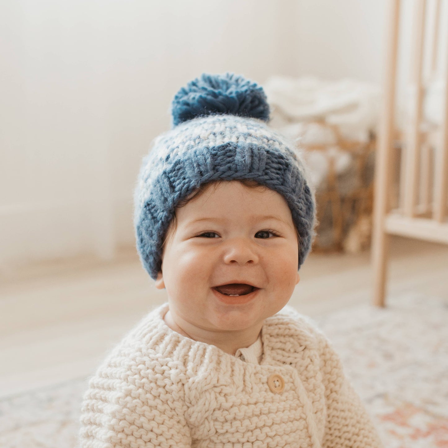 Fairisle Slate Beanie Hat: Medium (6-24 months)