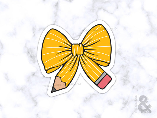 Back to School Coquette Pencil Bow Sticker