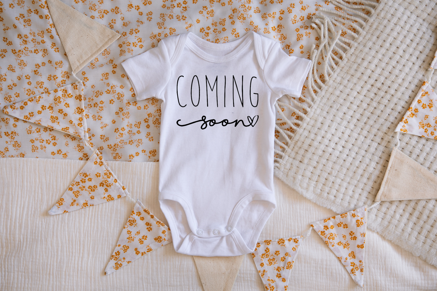 Coming Soon Pregnancy Announcement Onesie: NEWBORN