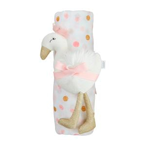 Swan Swaddle and Rattle Set