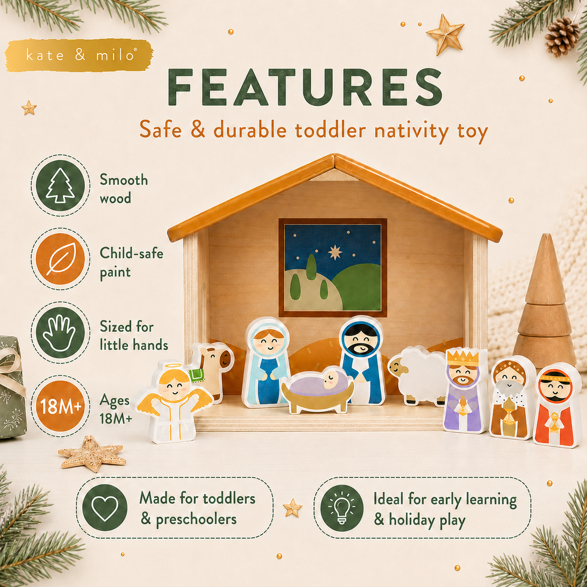 Wood Nativity Play Set