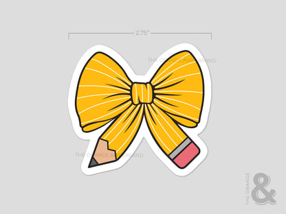 Back to School Coquette Pencil Bow Sticker