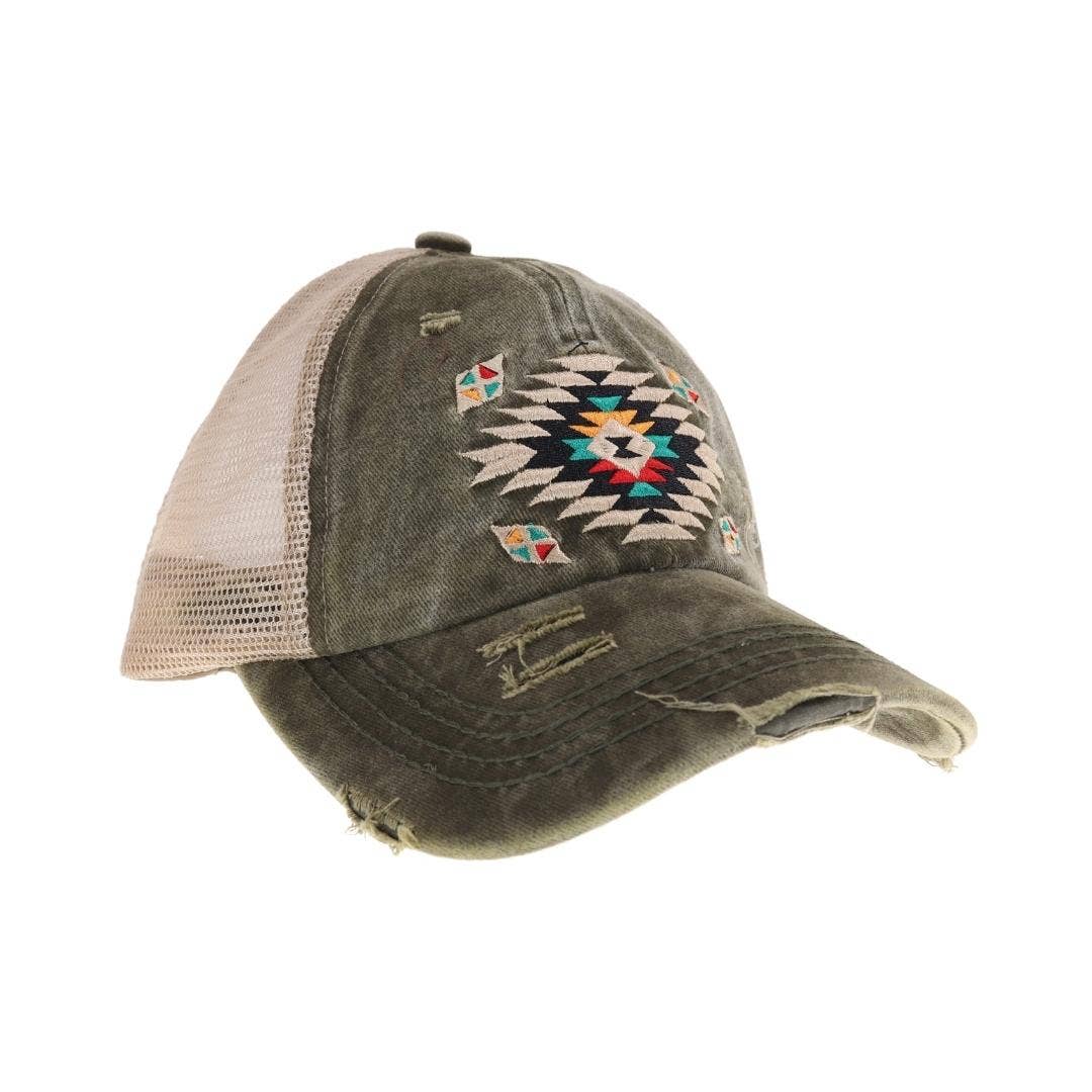 Distressed Aztec Cap Pink