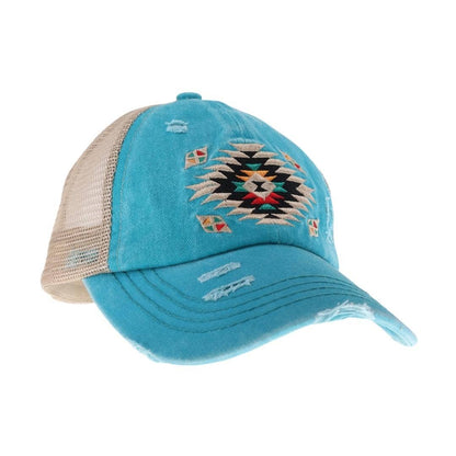 Distressed Aztec Cap Black