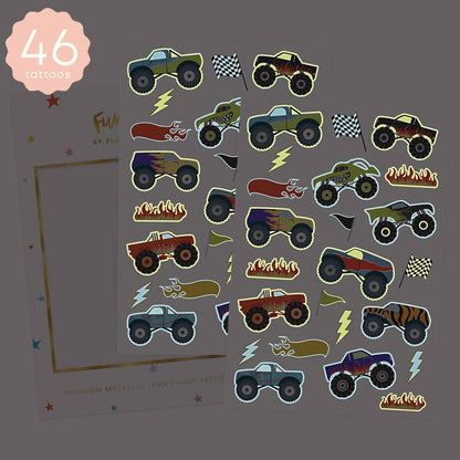 GLOWING MONSTER TRUCKS  tattoo pack