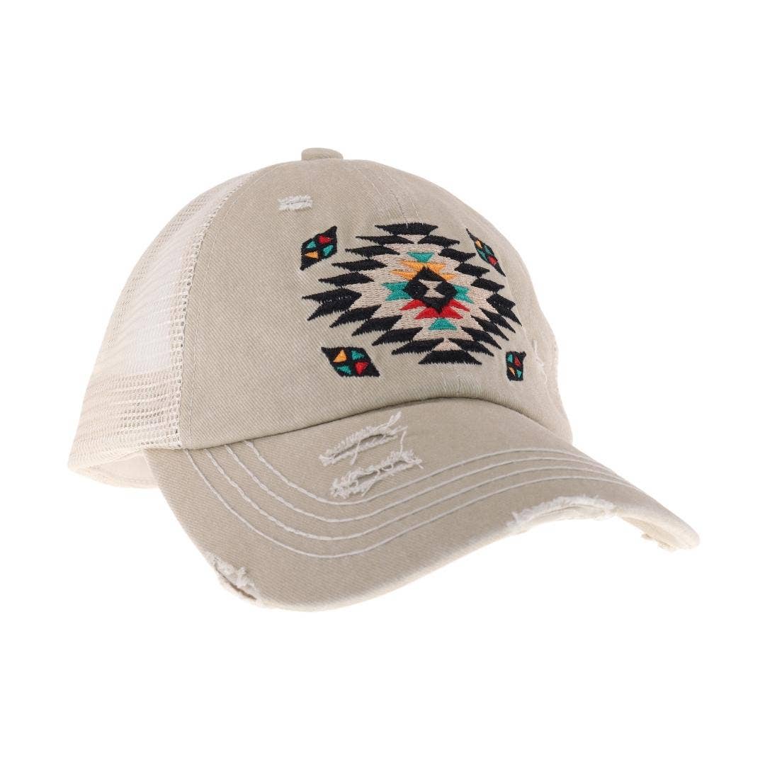 Distressed Aztec Cap Pink