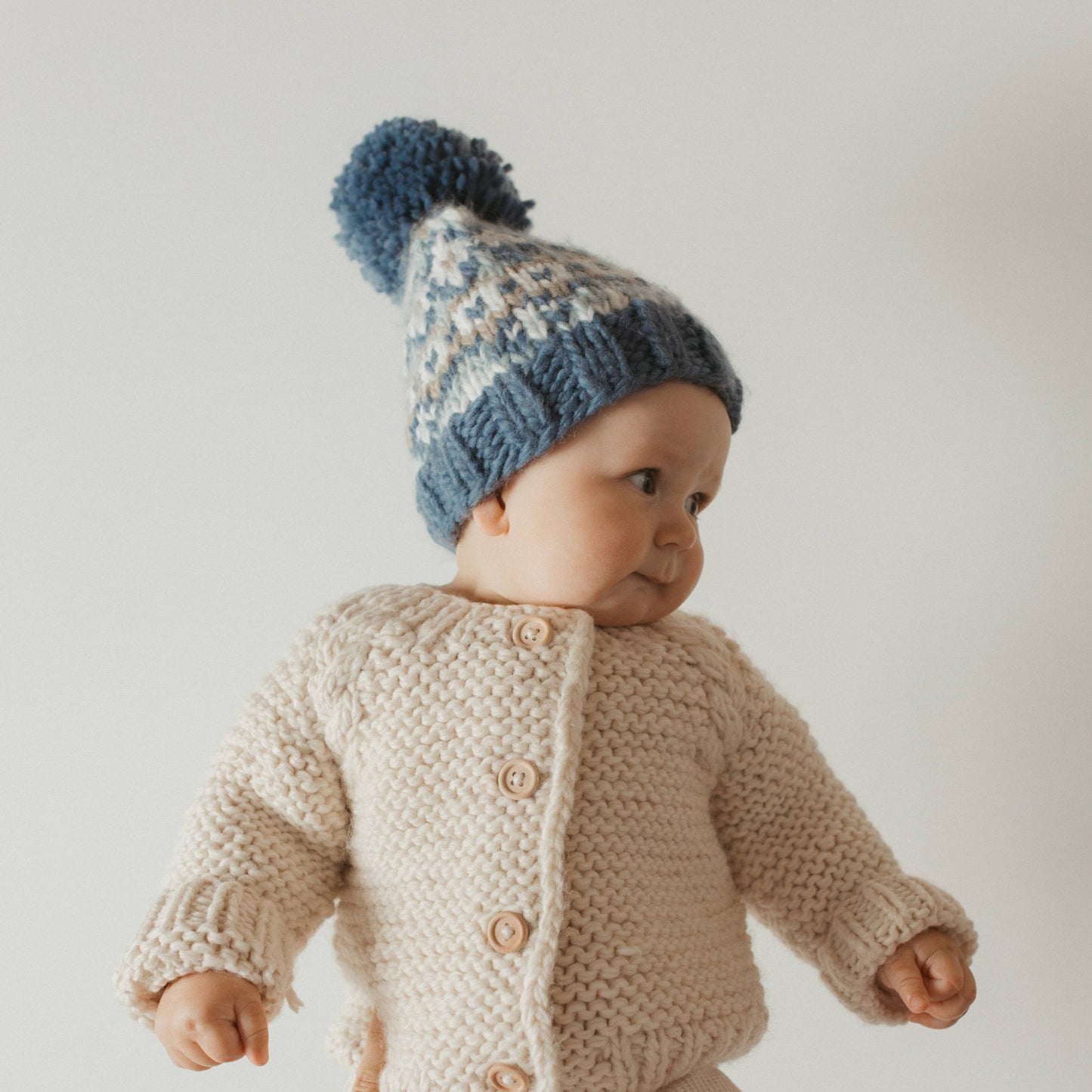 Fairisle Slate Beanie Hat: Medium (6-24 months)