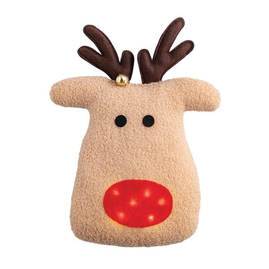 Reindeer Sherpa Pillow Light Up