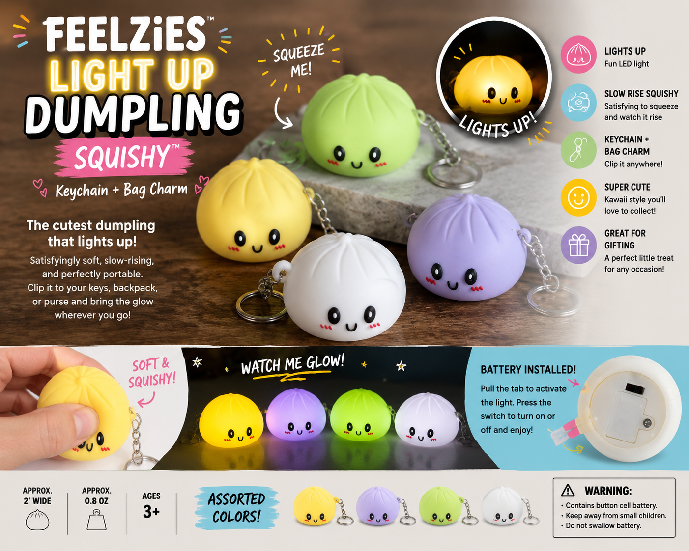 Light Up Dumpling  Keychain