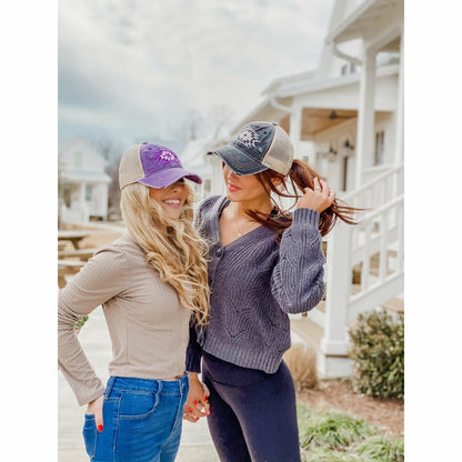 Aztec Embroidered Cap Purple