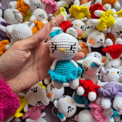 Crochet Hello Kitty Keychain, Stuffed Toy: Red