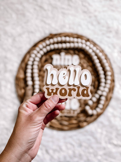 Wooden Monthly Milestone Set - Retro 3D Font: 12 Months + Hello World