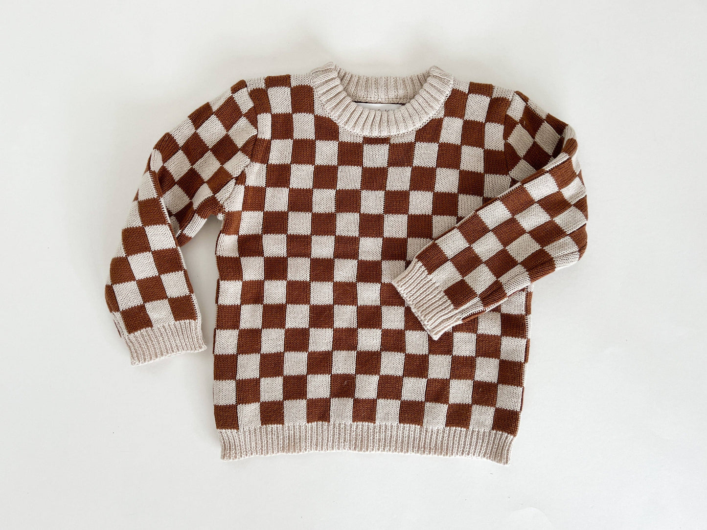 Checkered Knit Sweater Russet