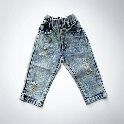 Relaxed Straight Light Acid Wash Denim