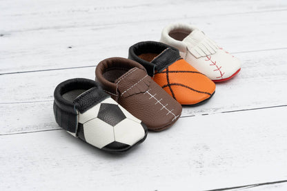 Leather Baby Moccasins (Home Run Baseball)