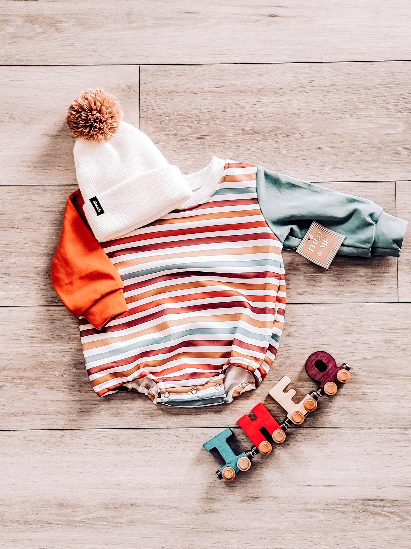 Bubble Romper Retro Colorful Stripes