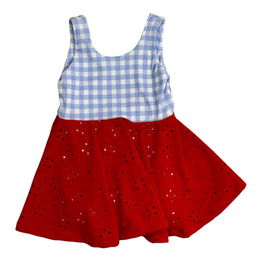 Gingham red Eyelet Romper