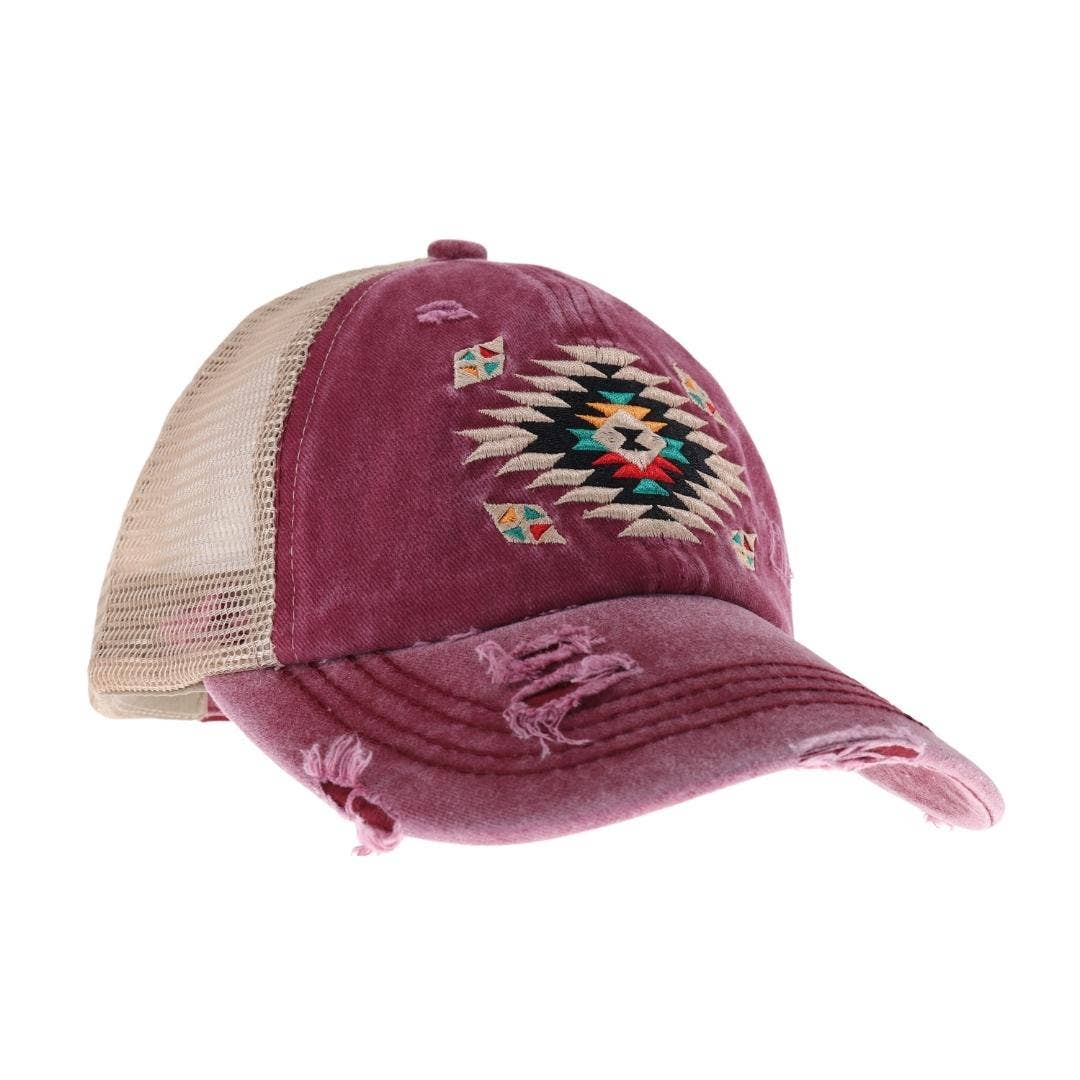 Distressed Aztec Cap Pink