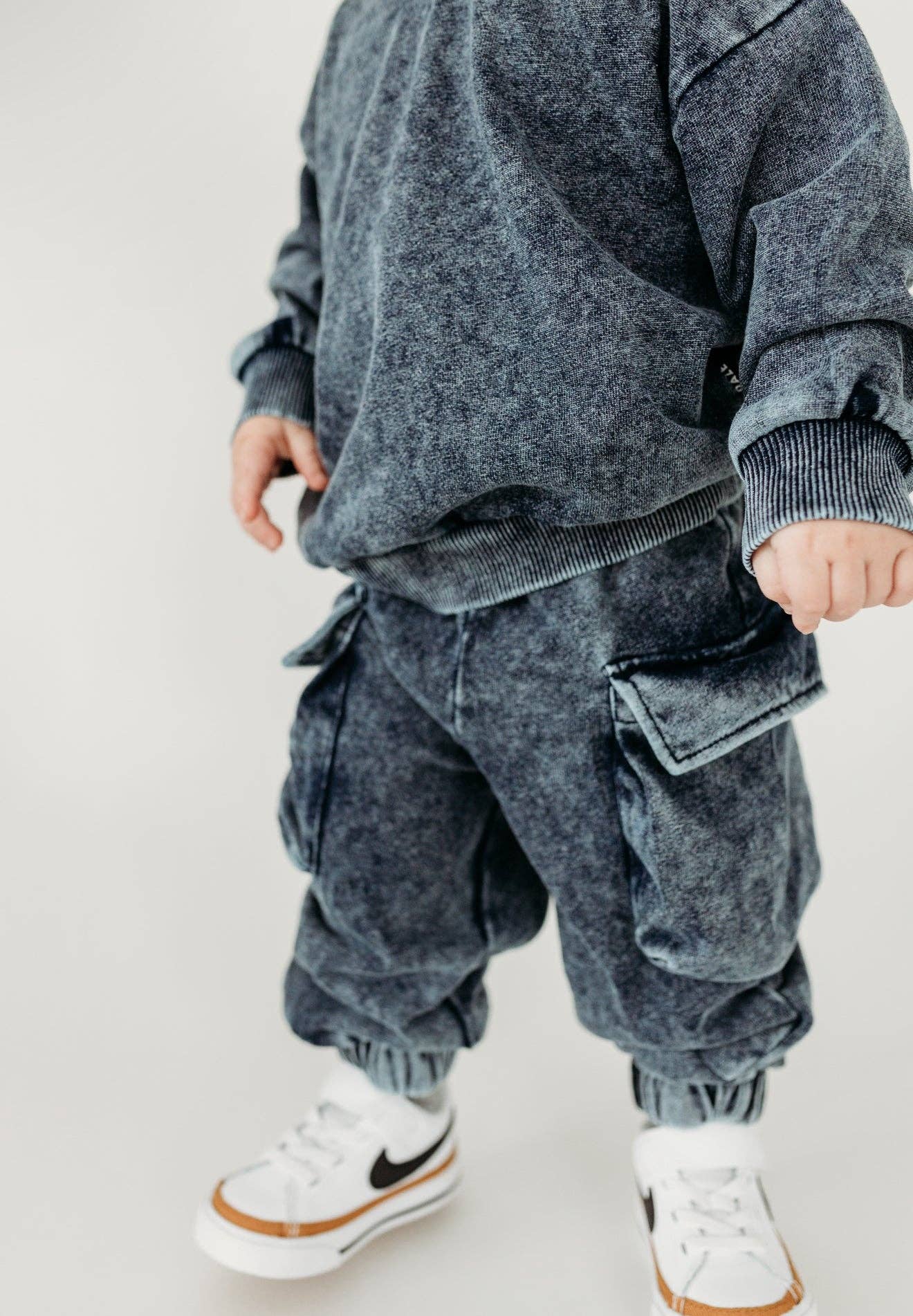 Denim Wash Cargo Sweatpants