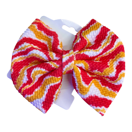 Red and Gold Wavy Bow