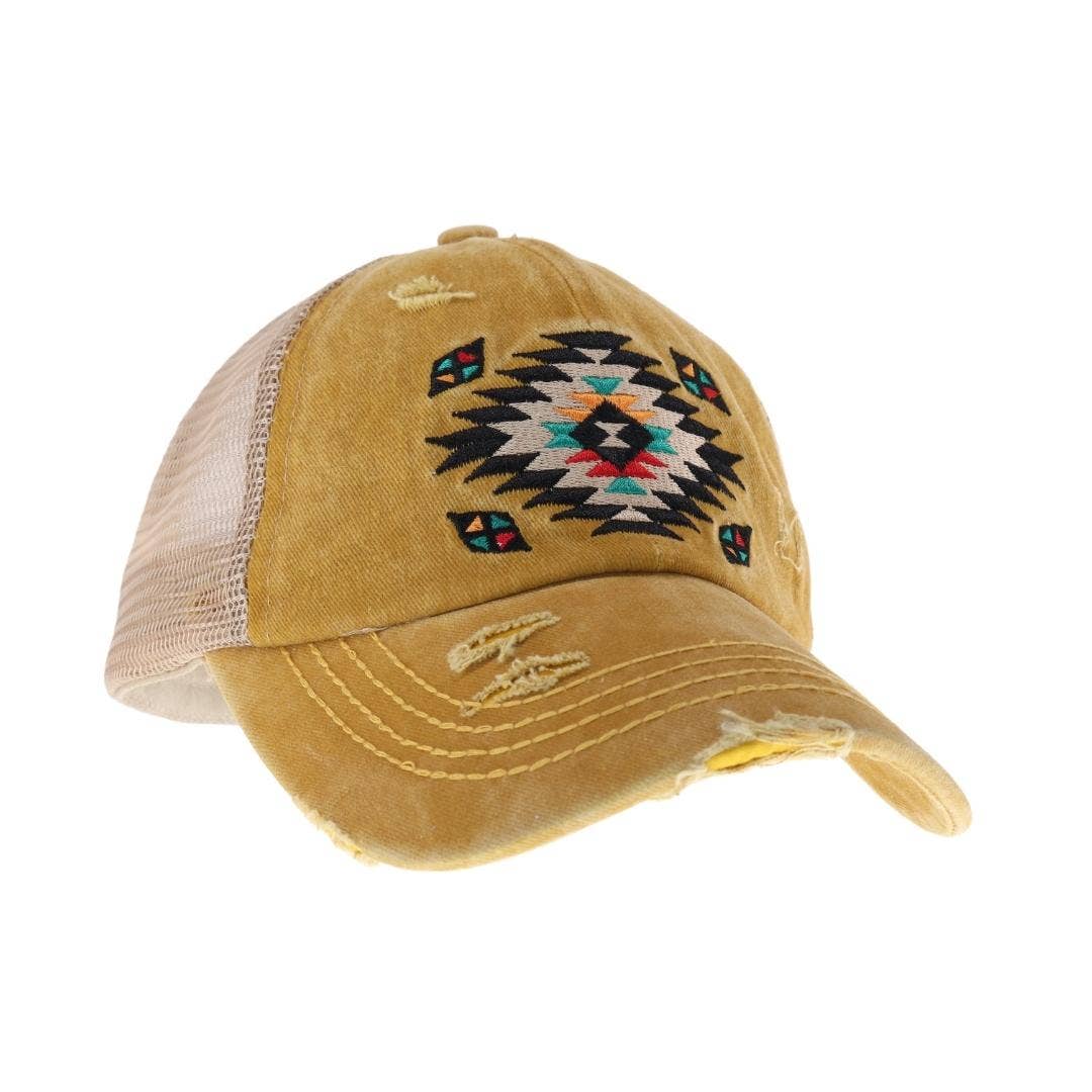 Distressed Aztec Cap Mustard