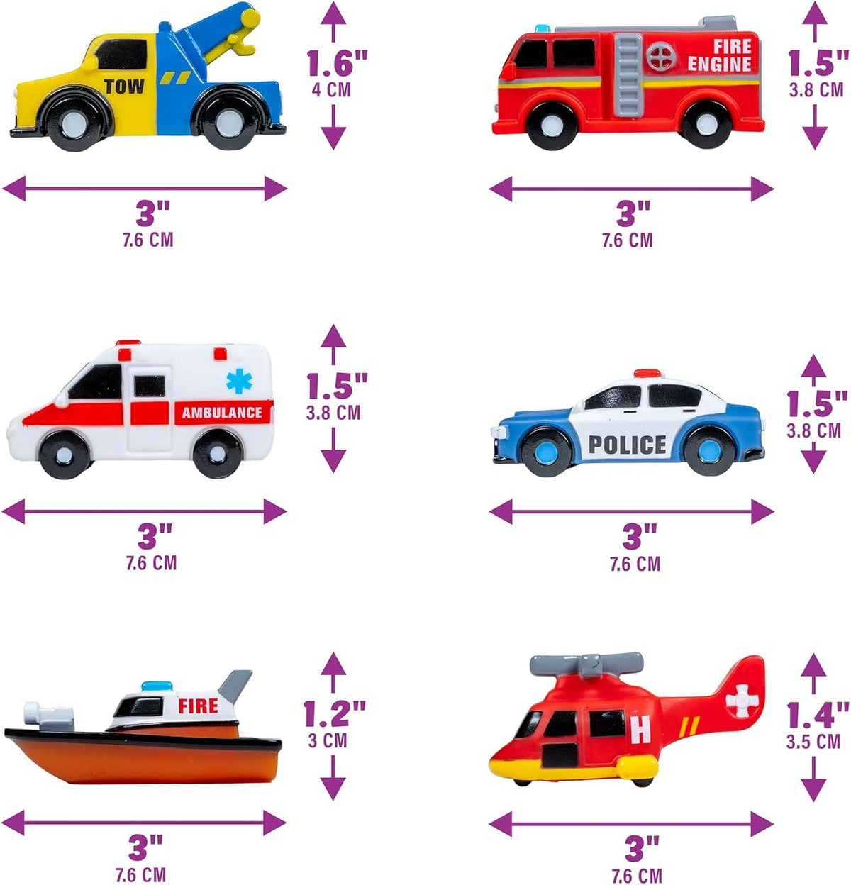 Emergency™ Cars Light Up Bath Toys