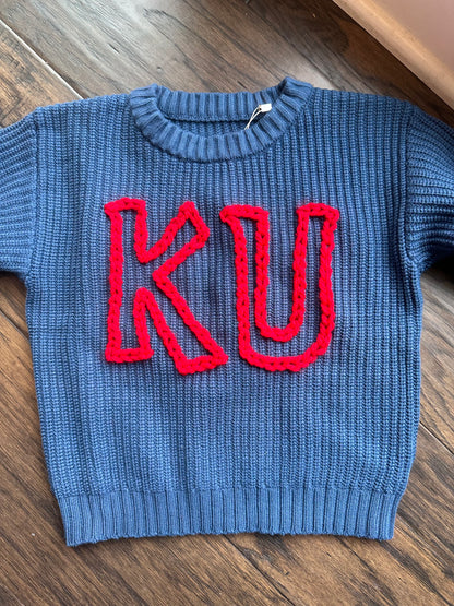 Sweater Blue Embroidered