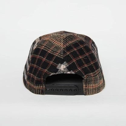 Flat Brim Trucker Hat  Brown Plaid
