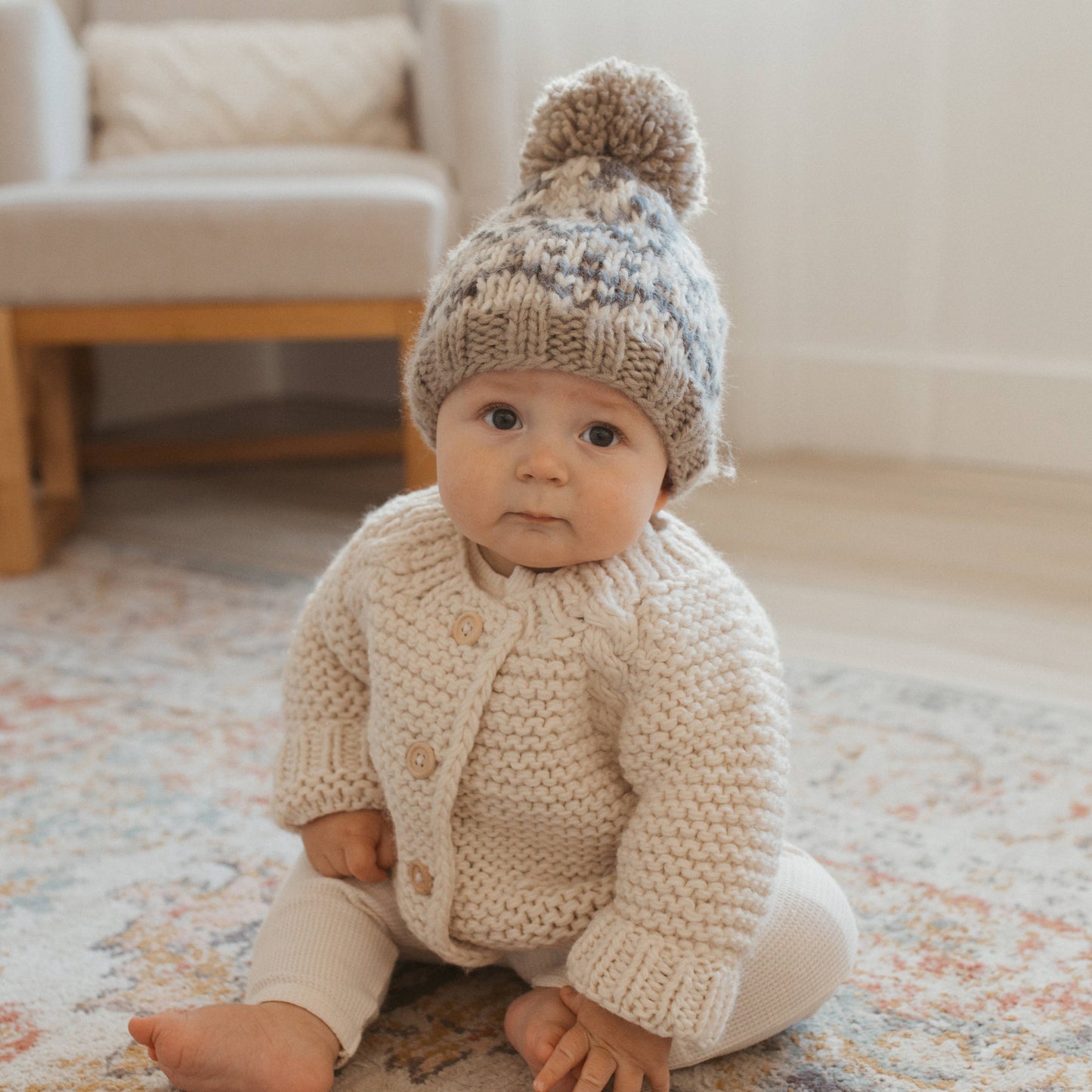 Fairisle Pebble Beanie Hat: Medium (6-24 months)