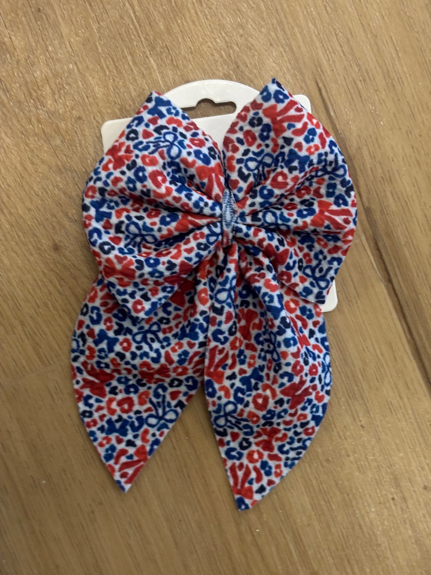 Red,White and Bows Leopard Bow with Tails