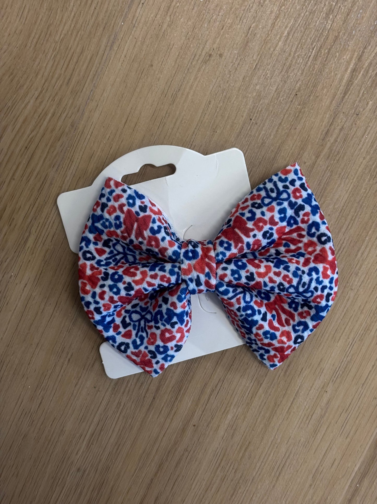 Red,White and Blue Leopard Bow