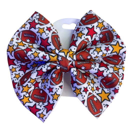 Footballs and Stars Bow