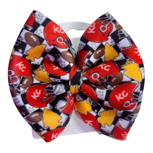 Checkered Football Bow