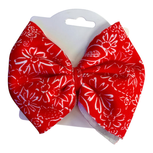 Red and White Floral Bow