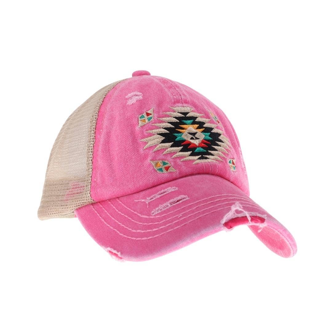 Distressed Aztec Cap Pink