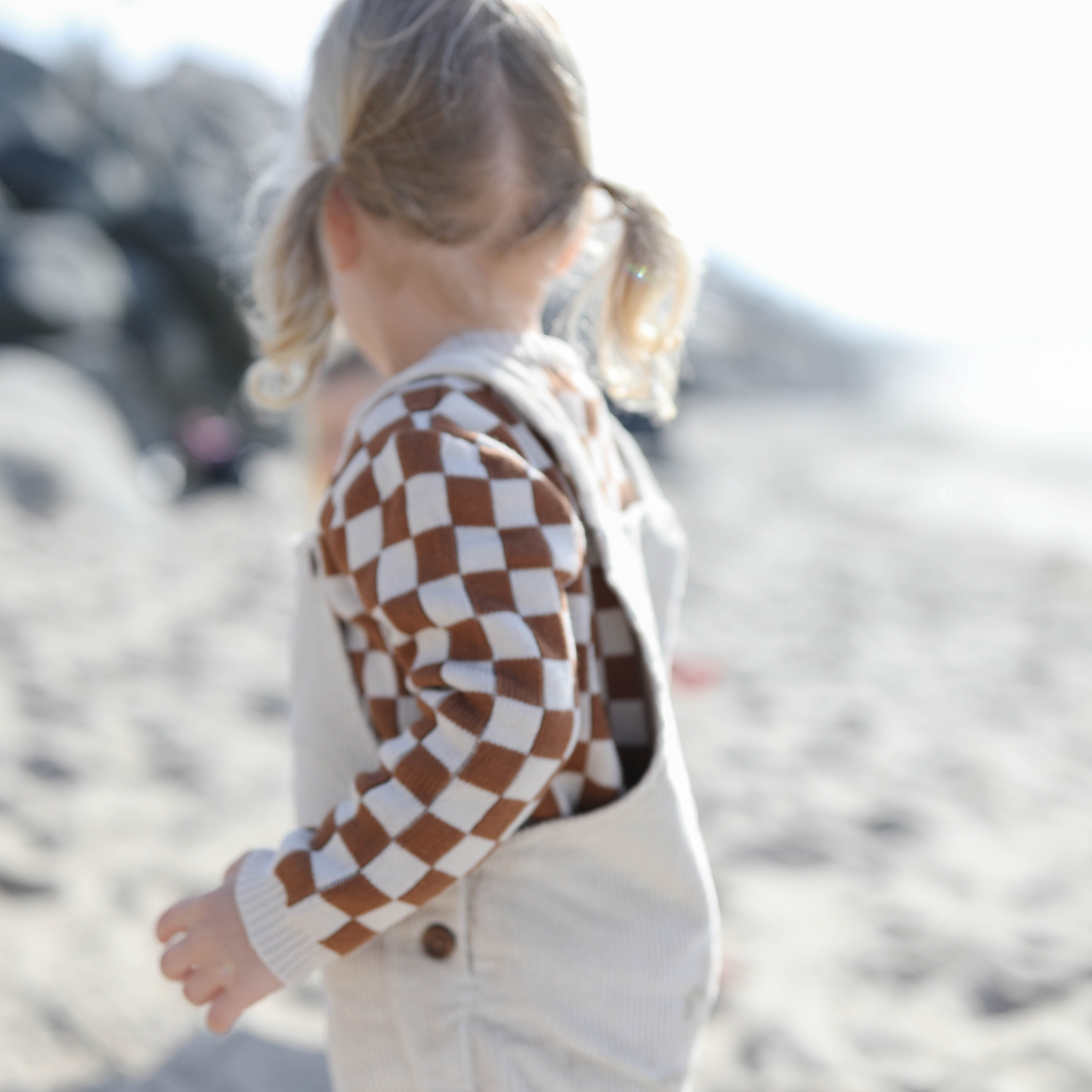Checkered Knit Sweater Russet