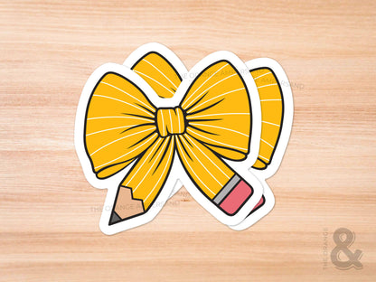 Back to School Coquette Pencil Bow Sticker