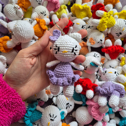 Crochet Hello Kitty Keychain, Stuffed Toy: Red