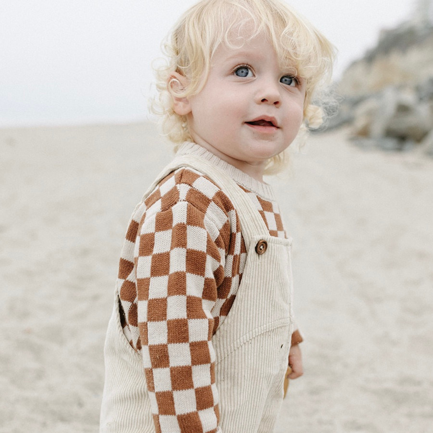 Checkered Knit Sweater Russet